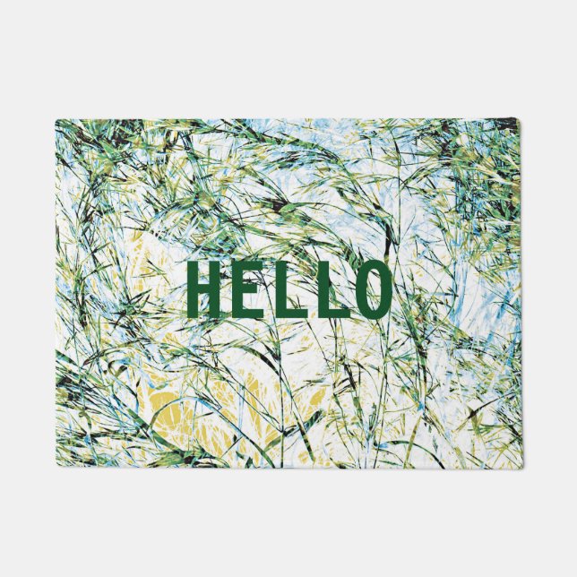 Cool modern floral flower pattern art design doormat (Front)