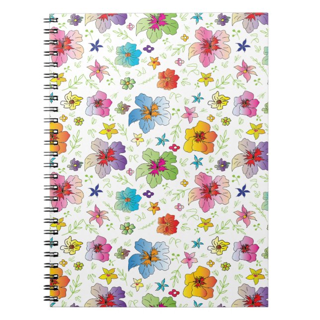 Cool Modern Flower Pattern Stylish Notebook (Front)