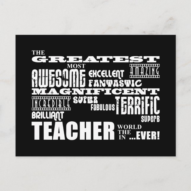 Cool Modern Fun Teachers : Greatest Teacher World Postcard (Front)