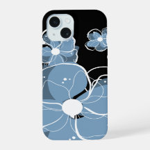 Cool Modern Girly Blue and White Flowers