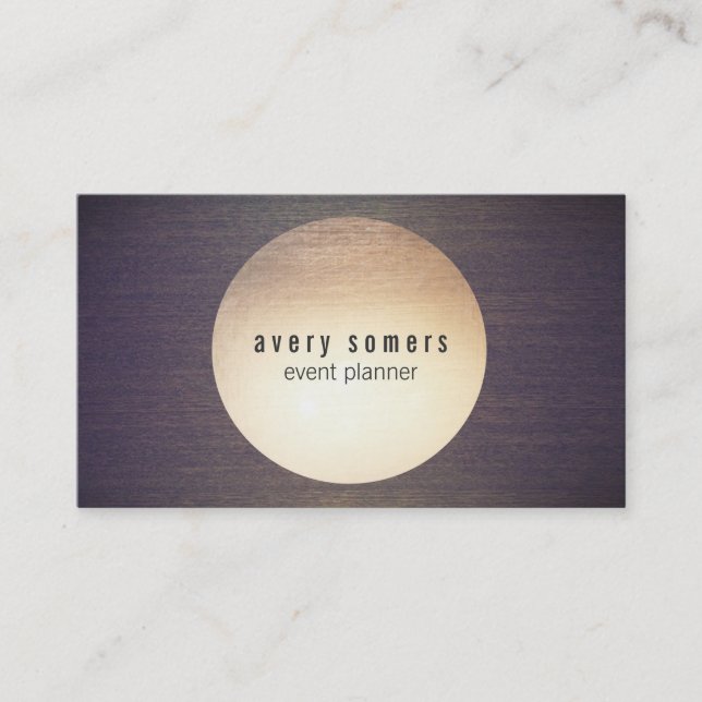 Cool Modern Gold Circle Wood Grain Business Card (Front)