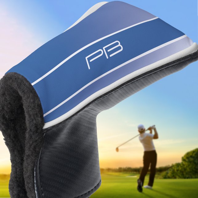 Cool Modern Golfer Initials Gradient Royal Blue Golf Head Cover (Trendy Modern Golfer Initials Gradient Royal Blue Golf Head Cover)