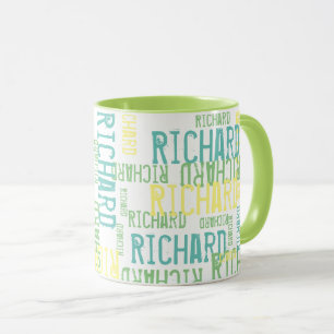 cool & modern greenish typography name mug