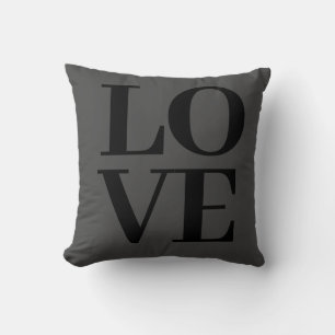 Cool Modern Grey Black Love  Throw Pillow