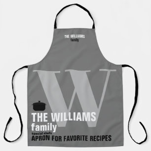 cool modern grey monogram apron