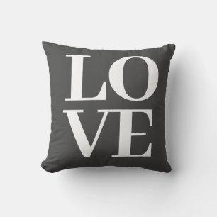Cool Modern Grey White Love Throw Pillow