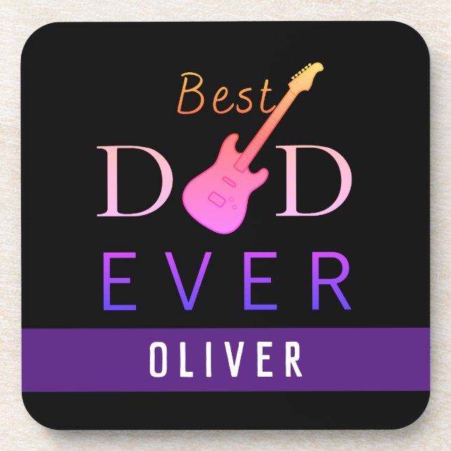 Cool Modern Guitar Best Dad Ever Fathers Day Coaster (Front)