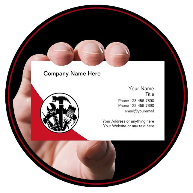 Cool Modern Handyman Construction Business Card (Creator Uploaded)