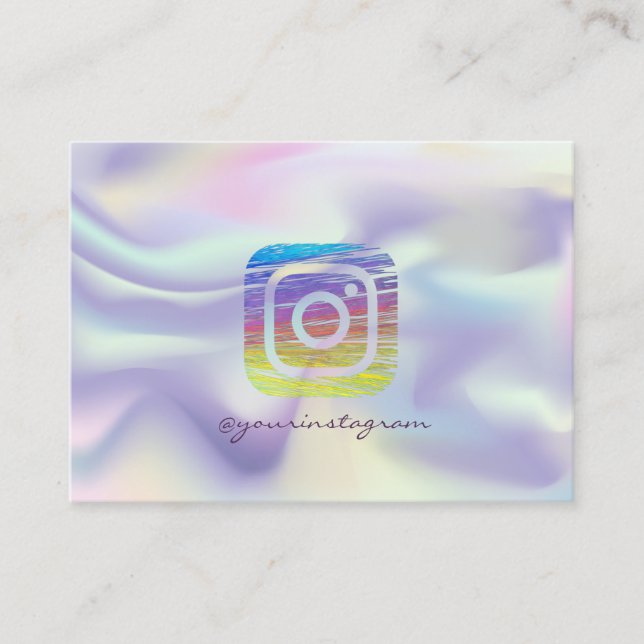 Cool Modern Holographic Instagram Social Media Business Card (Front)