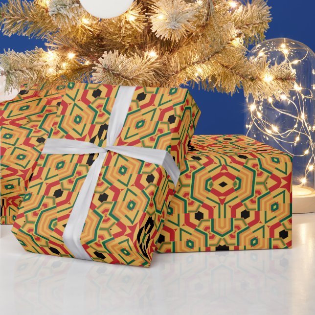 Cool Modern Kente Design Wrapping Paper (Holidays)