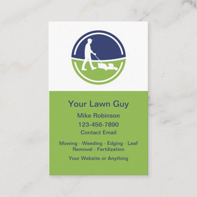 Cool Modern Lawn Service Vertical Business Cards (Front)