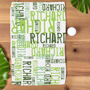 cool & modern lime green name, Typography  Golf Towel