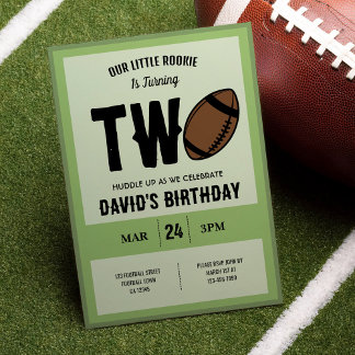 Cool Modern Little Rookie Football 2nd Birthday Invitation
