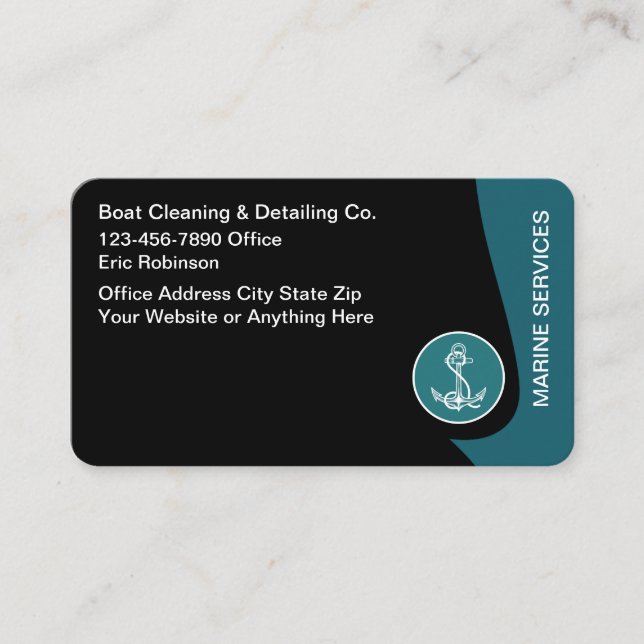 Cool Modern Marine Services Business Card (Front)