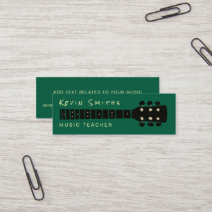 Cool Modern Music Teacher Green Mini Business Card