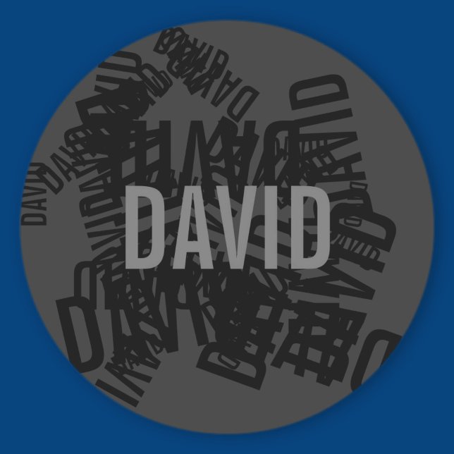 Cool modern name collage in black & grey classic round sticker (Creator Uploaded)