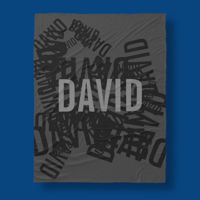 Cool modern name collage in black & grey fleece blanket (Creator Uploaded)