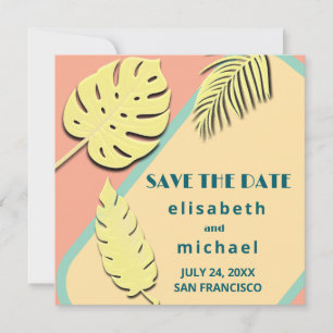 Cool modern pastel summer tropical save the date