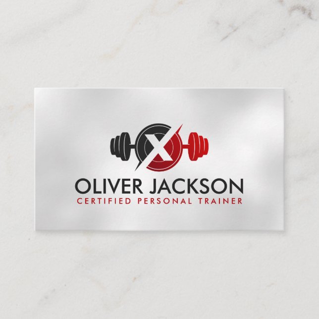 Cool Modern Personal Trainer Logo Business Card (Front)