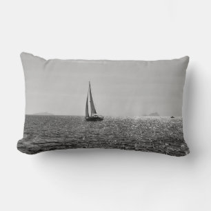 Cool modern photo of sail boat in summer lumbar cushion