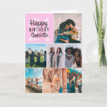 Cool modern pink photos collage grid 21 birthday card<br><div class="desc">Cool modern pink photos collage grid 21 birthday ,  add 8 of your friends favourite photo with a modern and cool elegant script font typography. Add your message inside.</div>