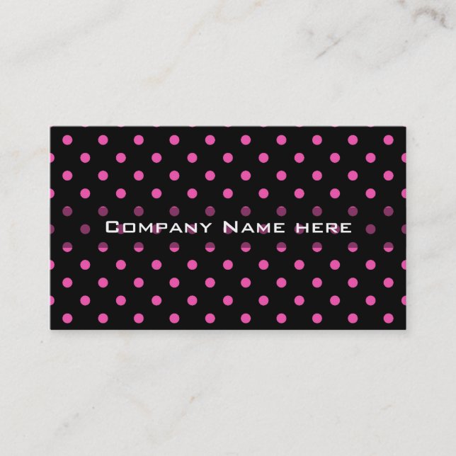 cool, modern, pink polka dots black profile card (Front)