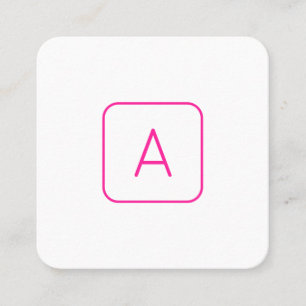 Cool Modern Pink White Monogram or Company Letter Square Business Card