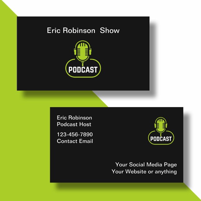 Cool Modern Podcast Microphone Business Cards (Creator Uploaded)