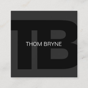 Cool Modern Professional Black 2 Letter Monogram Square Business Card
