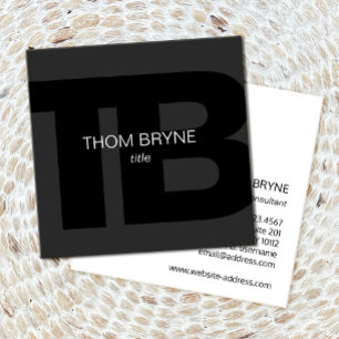 Cool Modern Professional Black 2 Letter Monogram Square Business Card