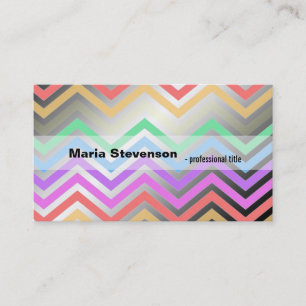Cool, modern rainbow chevron professional business card