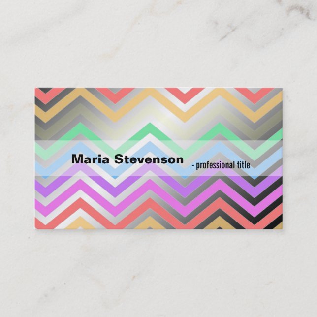 Cool, modern rainbow chevron professional business card (Front)
