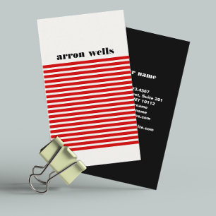 Cool Modern Red and Black Striped Hip Business Card