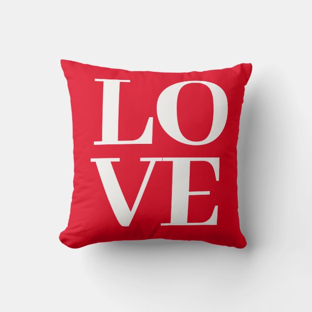 Cool Modern Red White Love  Throw Pillow (Front)