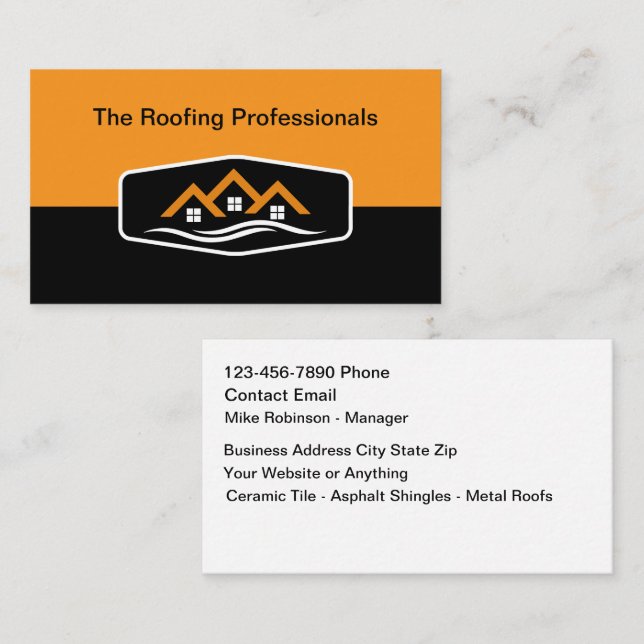 Cool Modern Roofing Service Business Cards (Front/Back)