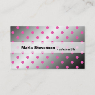Cool, modern shining pink & grey polka dots business card
