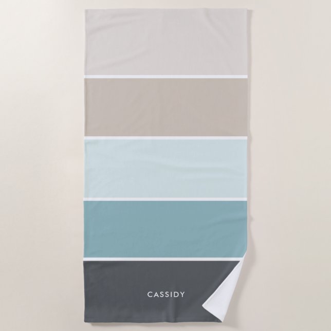 Cool Modern Stripes Personalised  Beach Towel (Front)