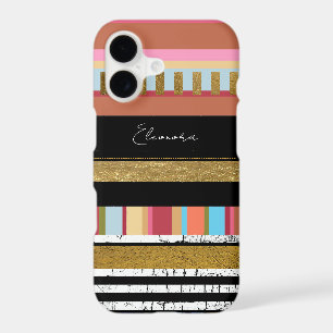 Cool Modern Stripes with Name Colourful