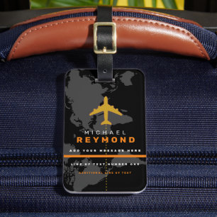 cool modern travel bag tag with custom name