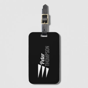 cool modern traveller name identifier black luggage tag
