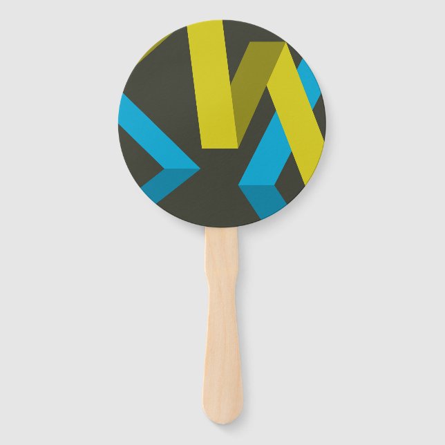 Cool, modern, trendy geometric ways flowing hand fan (Front)