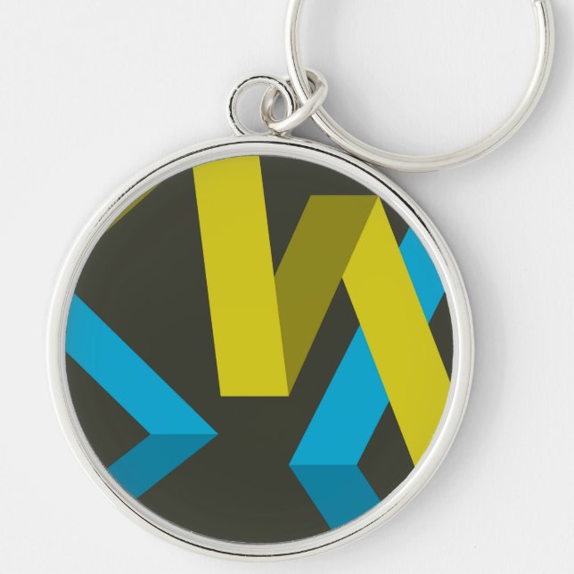 Cool, modern, trendy geometric ways flowing key ring (Front)