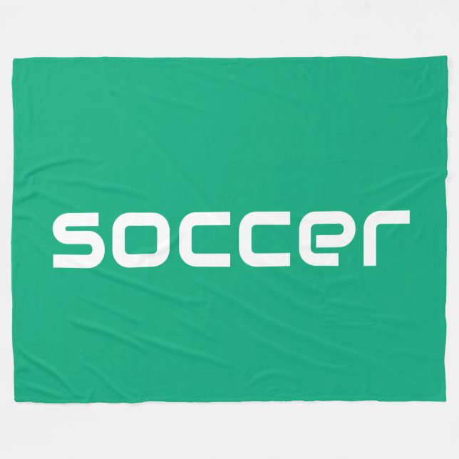 Cool Modern White SOCCER Text On Bright Green Fleece Blanket (Front (Horizontal))