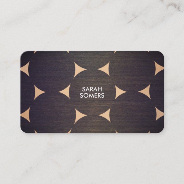 Cool, Modern Wood and Copper Circle Pattern Business Card (Front)