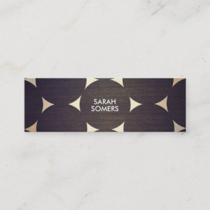 Cool, Modern Wood and Gold Circles Pattern Mini Business Card