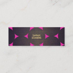 Cool, Modern Wood and Pink Circles Pattern Mini Business Card