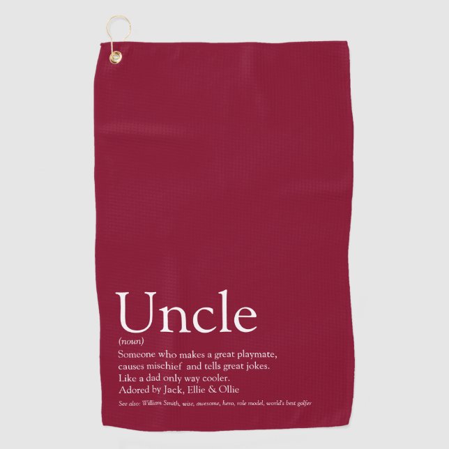 Cool Modern World's Best Uncle Funcle Definition Golf Towel (Front)