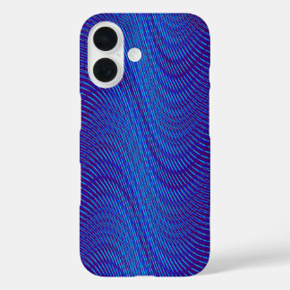 Cool Moiré Effect Abstract Blue Psychedelic Trippy iPhone 16 Case