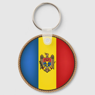 Cool Moldova Flag Seal Key Ring