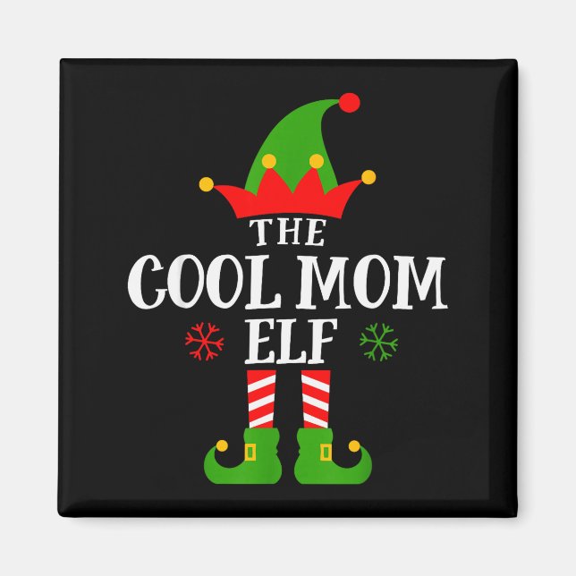 Cool Mom Elf Funny Matching Family Christmas Pajam Magnet (Front)
